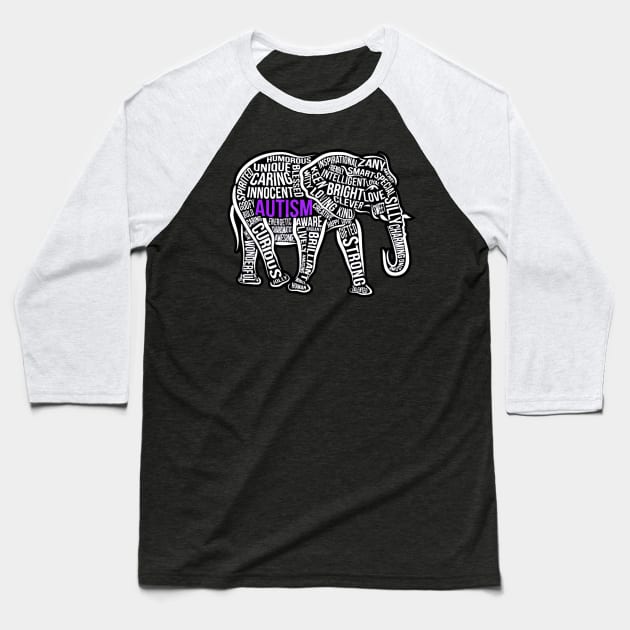 Autism Awareness Elephant Colorful Baseball T-Shirt by nhatvv